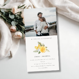Minimale Lemon Boho Foliage Photo Wedding Invite Bedankkaart