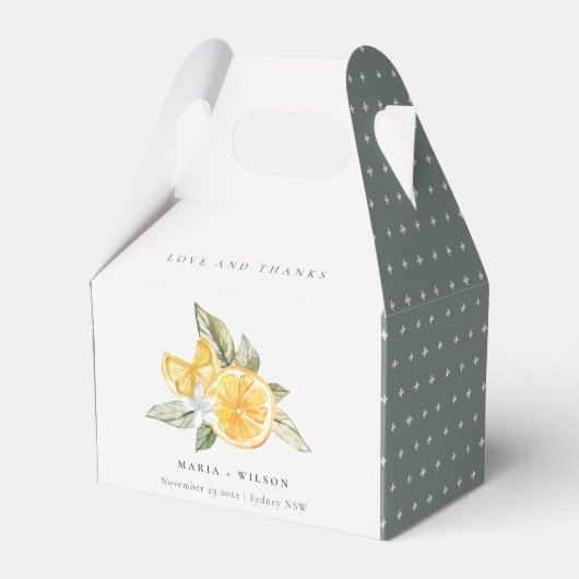 Minimale Lemon Botanical Boho Love Bedankt Wedding Bedankdoosjes (Voorkant Zijde)