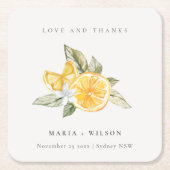 Minimale Lemon Botanical Boho Love Bedankt Wedding Kartonnen Onderzetters (Voorkant)
