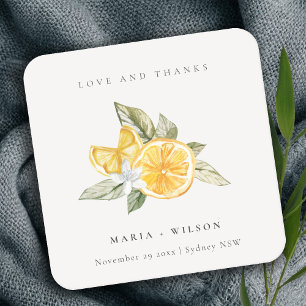 Minimale Lemon Botanical Boho Love Bedankt Wedding Kartonnen Onderzetters