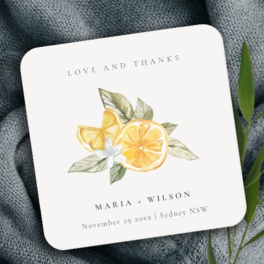 Minimale Lemon Botanical Boho Love Bedankt Wedding Kartonnen Onderzetters