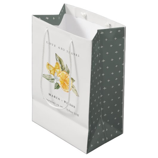 Minimale Lemon Botanical Boho Love Bedankt Wedding Medium Cadeauzakje (Voorkant Gekanteld)
