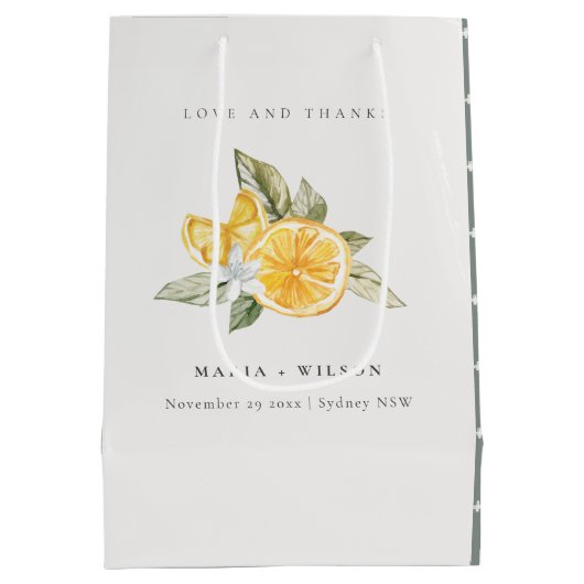 Minimale Lemon Botanical Boho Love Bedankt Wedding Medium Cadeauzakje (Achterkant)