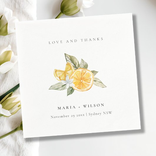 Minimale Lemon Botanical Boho Love Bedankt Wedding Servet