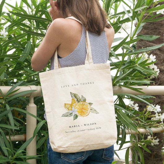 Minimale Lemon Botanical Boho Love Bedankt Wedding Tote Bag
