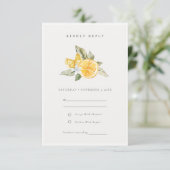 Minimale Lemon Botanical Boho Wedding RSVP (Staand voorkant)