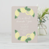 Minimale Lemon Citrus  Girls Baby shower Kaart (Staand voorkant)