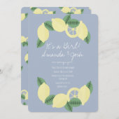 Minimale Lemon Citrus  Girls Baby shower Kaart (Voorkant / Achterkant)
