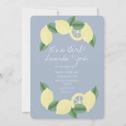 Minimale Lemon Citrus  Girls Baby shower Kaart (Voorkant)