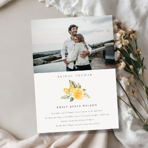 Minimale Lemon Fauna Foto Vrijgezellenfeest Uitnod Bedankkaart