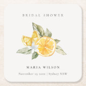 Minimale Lemon Foliage Boho Couples Shower Welkom Kartonnen Onderzetters (Voorkant)
