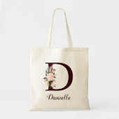 Minimale Letter D Blush Floral Gepersonaliseerd ca Tote Bag (Voorkant)