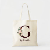 Minimale Letter G Blush Bloemen Persoonlijke Cadea Tote Bag (Voorkant)