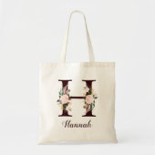 Minimale letter H Blush Floral gepersonaliseerd ca Tote Bag (Voorkant)