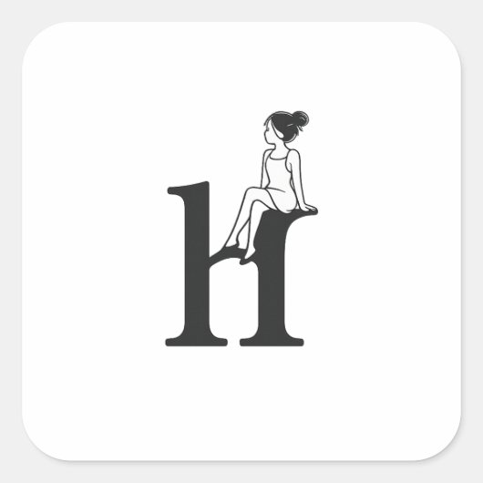 Minimale Letter H Meisje Esthetische Sticker (Voorkant)