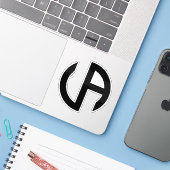 Minimale Letter VA Classic Sticker (Laptop met iPhone)