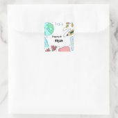 Minimale leuke schoolbenodigdheden patroon persoon vierkante sticker (Tas)