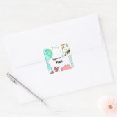 Minimale leuke schoolbenodigdheden patroon persoon vierkante sticker (Envelop)