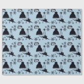 Minimale, leuke ski-design op blauw cadeaupapier (Vlak)