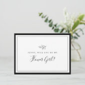 Minimale leverbaar Bloemenmeisje-ontwerpkaart aan  Bedankkaart (Staand voorkant)