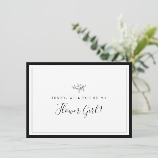 Minimale leverbaar Bloemenmeisje-ontwerpkaart aan  Bedankkaart (Staand voorkant)