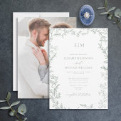 Minimale lezerspagulatie Groene foto Monogram Wedd Kaart
