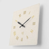 Minimale licht crème linnen Goud Romeinse cijfers Vierkante Klok (Hoek)
