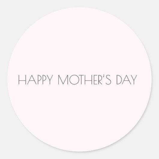 Minimale Licht Roze Moderne Vakantie van de Moeder Ronde Sticker (Voorkant)