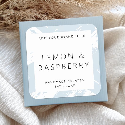 Minimale licht stoffige blauwe bushstrokes product vierkante sticker