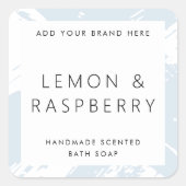 Minimale licht stoffige blauwe bushstrokes product vierkante sticker (Voorkant)