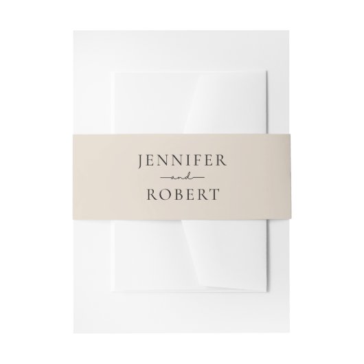 Minimale lichtbeige-aanroep Belly band Uitnodigingen Wikkel (Voorkant Voorbeeld)