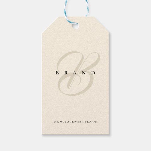 Minimale lichtbeige Black Elegant Monogram Company Cadeaulabel (Voorkant)