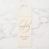 Minimale lichtbeige Black Elegant Monogram Company Flessenhanger (Voorkant)