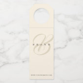 Minimale lichtbeige Black Elegant Monogram Company Flessenhanger (Achterkant)