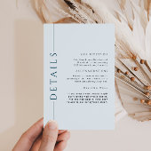 Minimale lichtblauwe bruiloft details Invoegen Informatiekaartje
