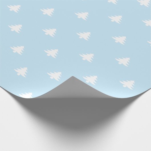 Minimale lichtblauwe witte kerstbomen schattig cadeaupapier (Hoek)