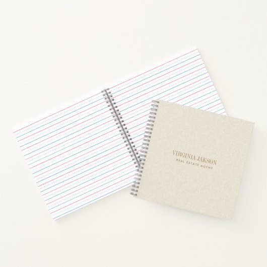 Minimale lichte crème linnen textuur print notitieboek (Binnen)