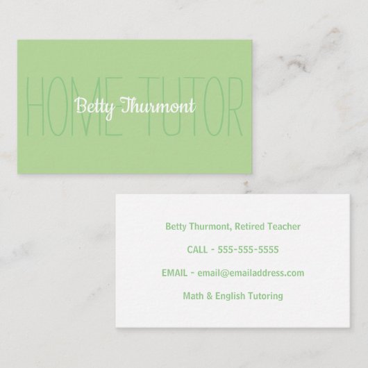 Minimale lichte groene startaannemer visitekaartje (Voorkant / Achterkant)