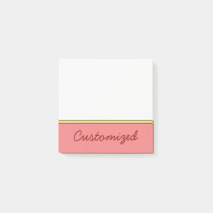Minimale Lichtkoraal Achtergrond met Maroon Naam Post-it® Notes