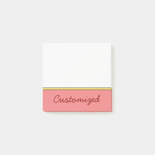 Minimale Lichtkoraal Achtergrond met Maroon Naam Post-it® Notes (Voorkant)