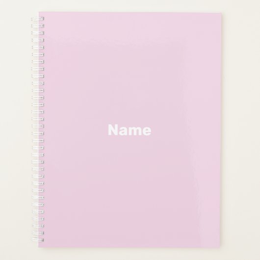 Minimale lichtroze aangepaste naam monogram jaar planner (Voorkant)