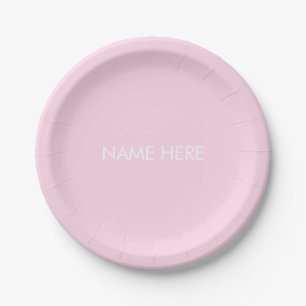 Minimale lichtroze Aangepaste naam tekstmonogram Papieren Bordje