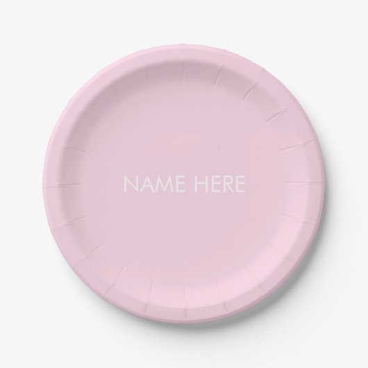 Minimale lichtroze Aangepaste naam tekstmonogram Papieren Bordje (Voorkant)