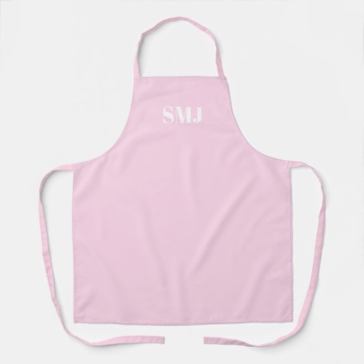 Minimale lichtroze initialen monogram schort (Voorkant)