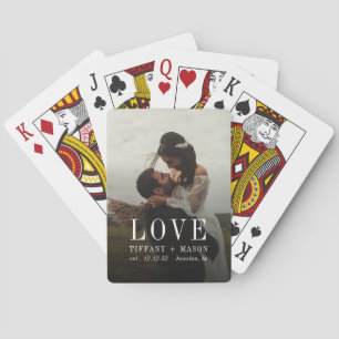 Minimale liefde bruiloft foto koppels Sjabloon Pokerkaarten