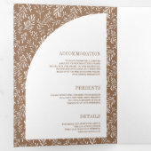 Minimale lijn Art Leaf Arch Beige Bruiloft Drieluik Uitnodiging (Binnenzijde eerst)