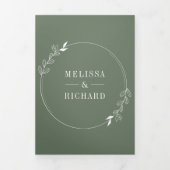 Minimale lijn Art Leaf Arch Sage Groene bruiloft Drieluik Uitnodiging (Cover)