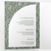 Minimale lijn Art Leaf Arch Sage Groene bruiloft Drieluik Uitnodiging (Binnenzijde eerst)