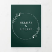 Minimale lijn Art Leaf Arch Smaragd Groen Bruiloft Drieluik Uitnodiging (Cover)
