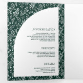 Minimale lijn Art Leaf Arch Smaragd Groen Bruiloft Drieluik Uitnodiging (Binnenzijde eerst)